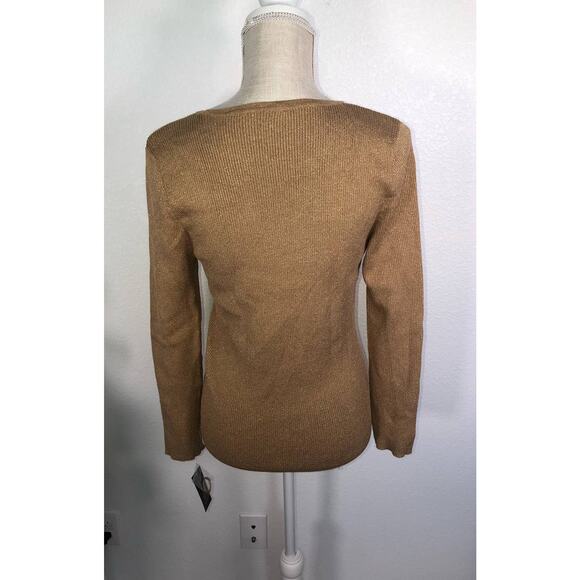 INC International Concepts Gold Lurex Cutout Ribbed Sweater - PXL - Picture 5 of 5